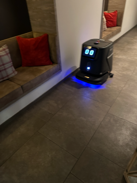 A robot does the mopping and vacuuming