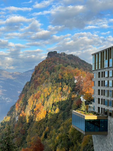 The Burgenstock is the perfect area to see fall colors in Switzerland
